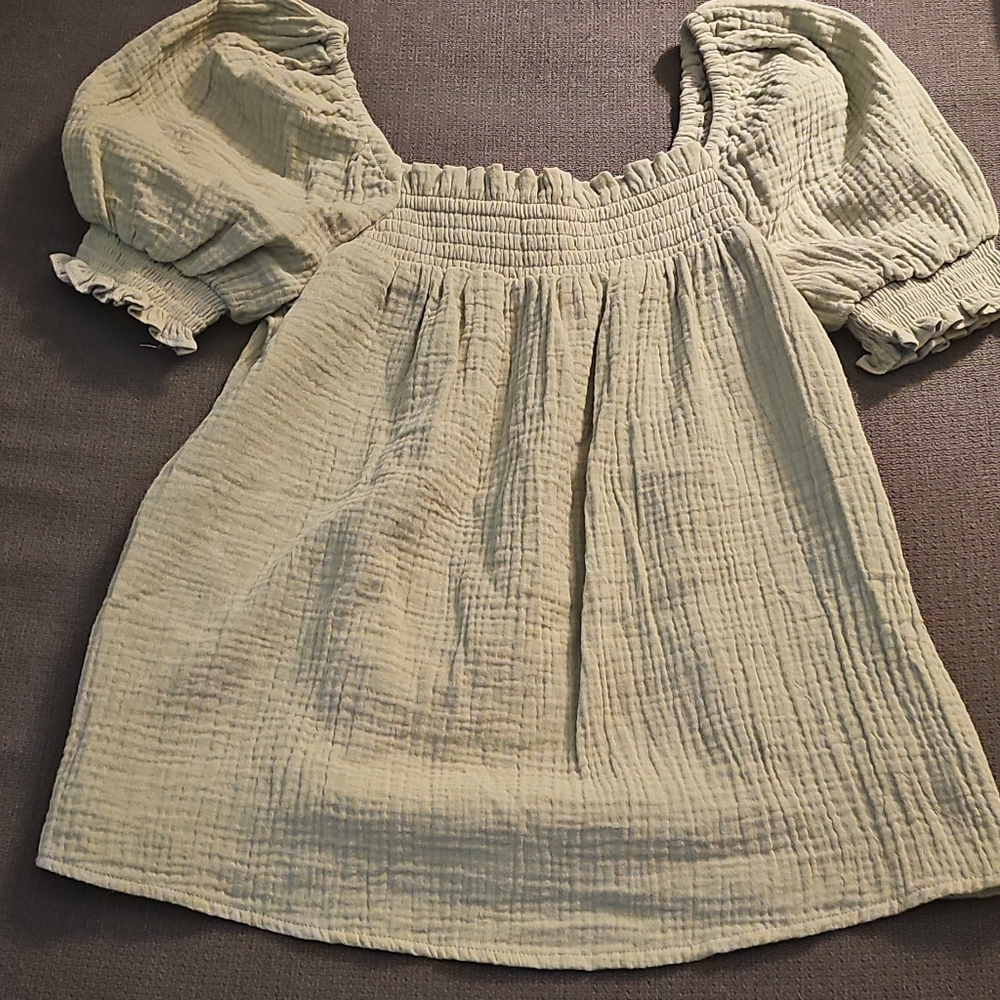 J. Crew Gathered neckline shirt in Green